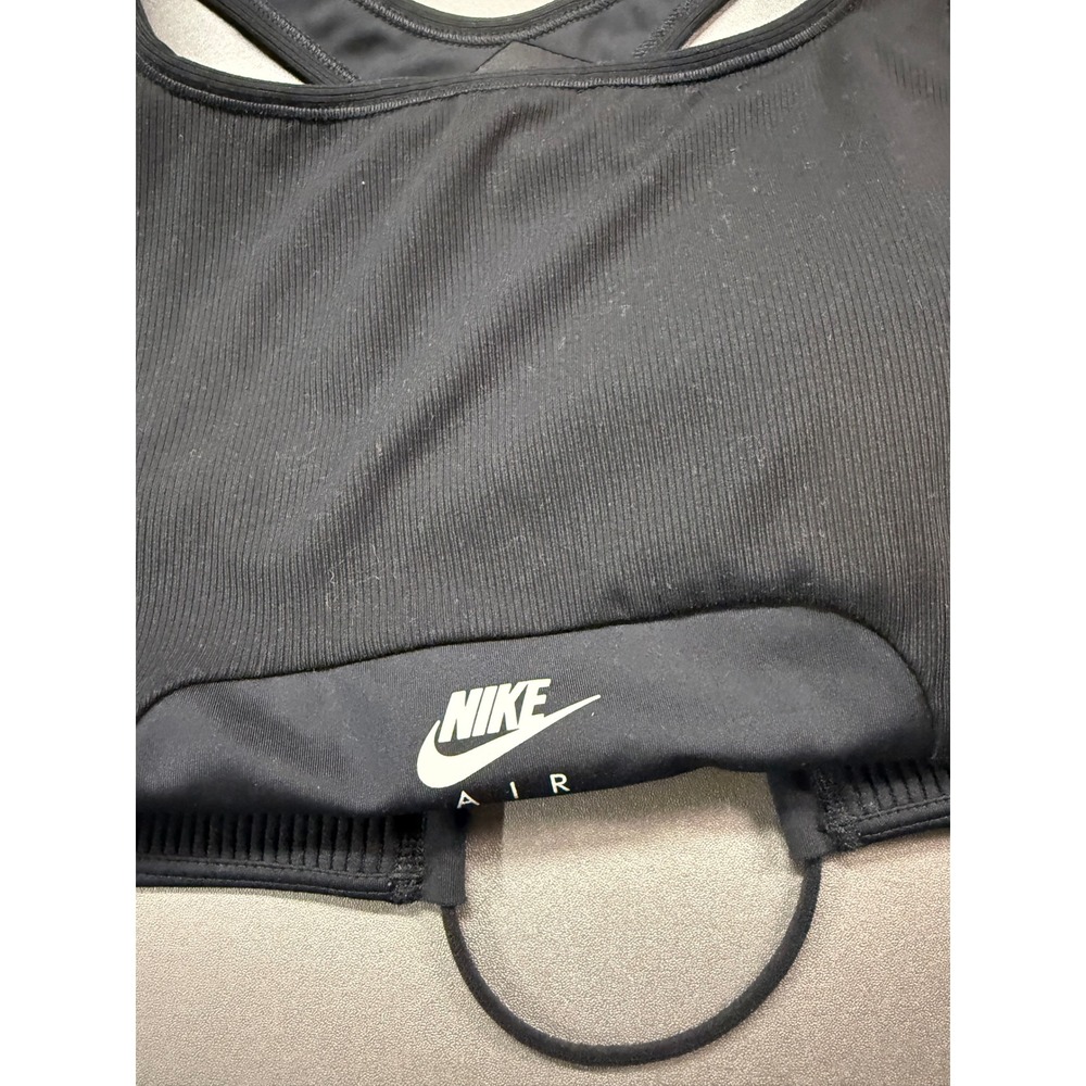 Nike Air‎ Dri-FIT Sports Bra Womens XL Black Ribbed Racerback Cutout CU7352-010